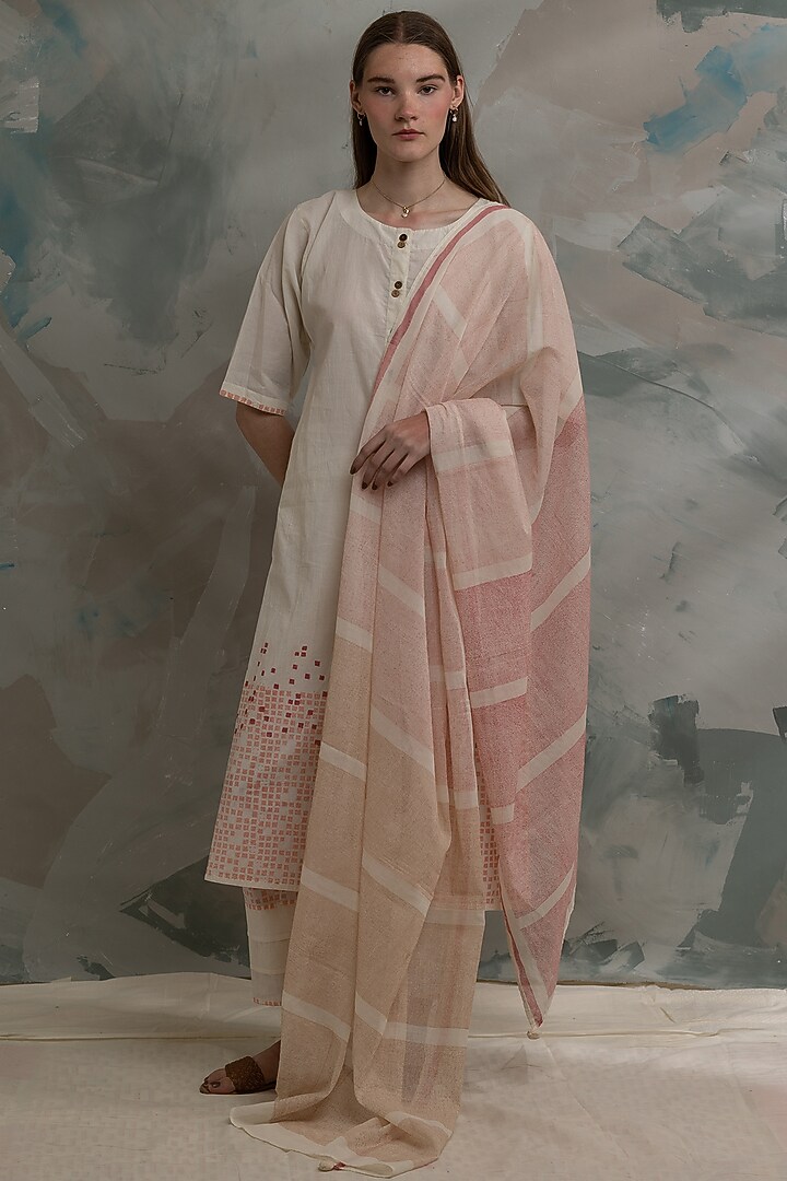 White Cotton Printed Kurta Set by BANANA Labs at Pernia's Pop Up Shop