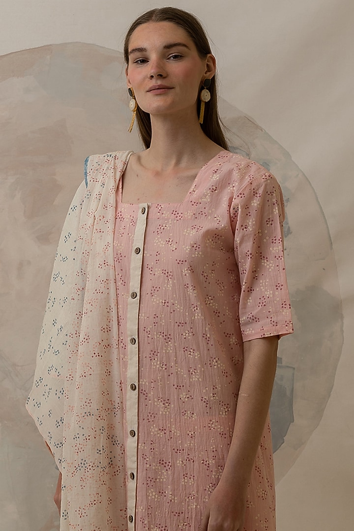 Pink Printed Kurta Set In Cotton by BANANA Labs at Pernia's Pop Up Shop
