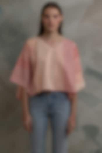 Pink Block Printed Kaftan Top by BANANA Labs at Pernia's Pop Up Shop