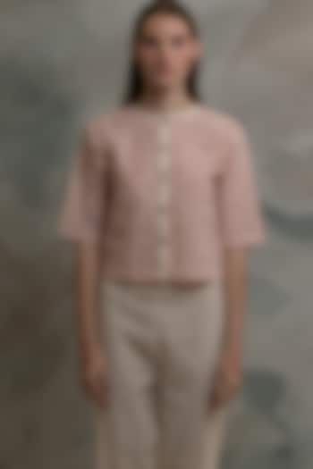 White & Pink Top In Pure Cotton by BANANA Labs at Pernia's Pop Up Shop