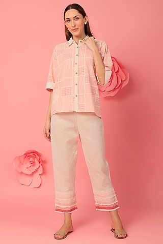 Blush Pink Geometric Printed Shirt by BANANA Labs