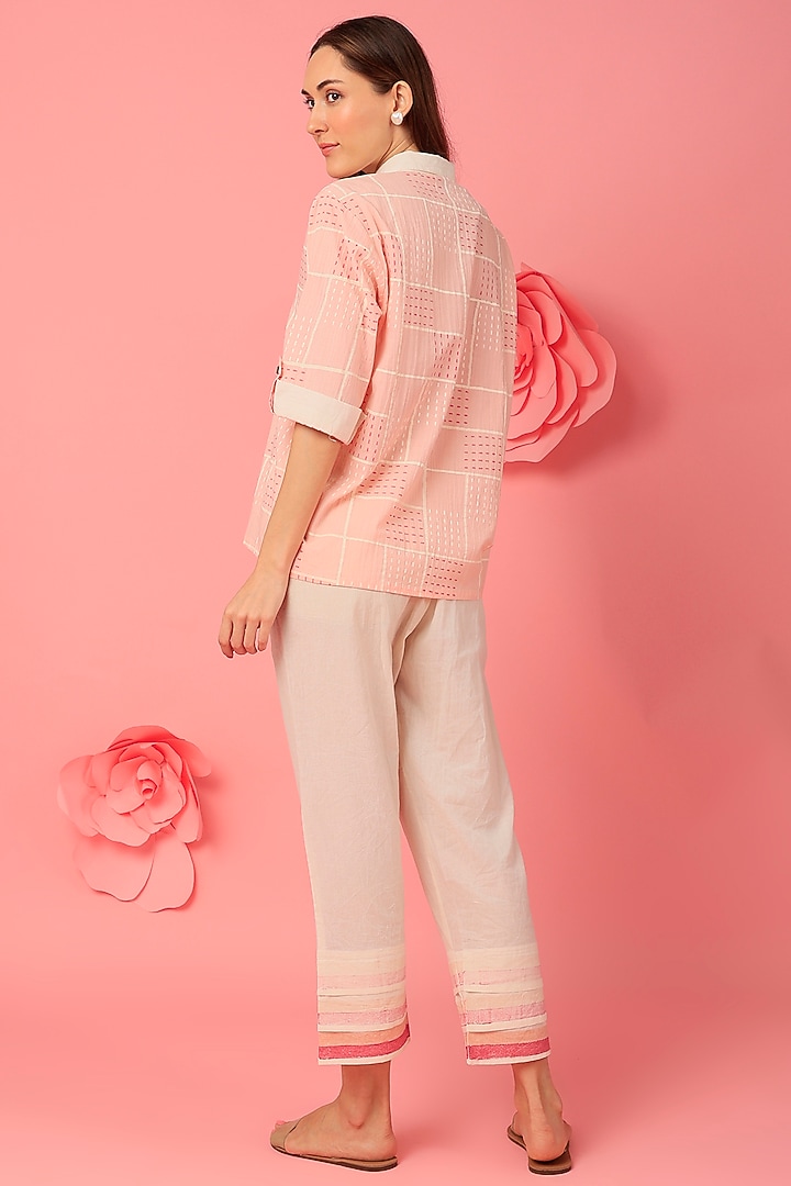 Blush Pink Geometric Printed Shirt by BANANA Labs at Pernia's Pop Up Shop