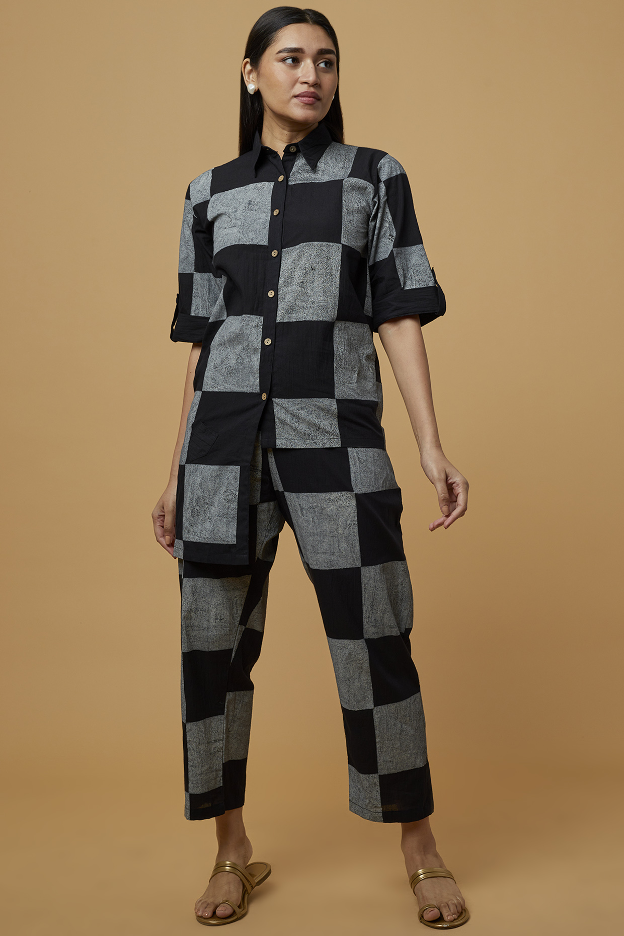 Black & Grey Printed Shirt by SilkWaves