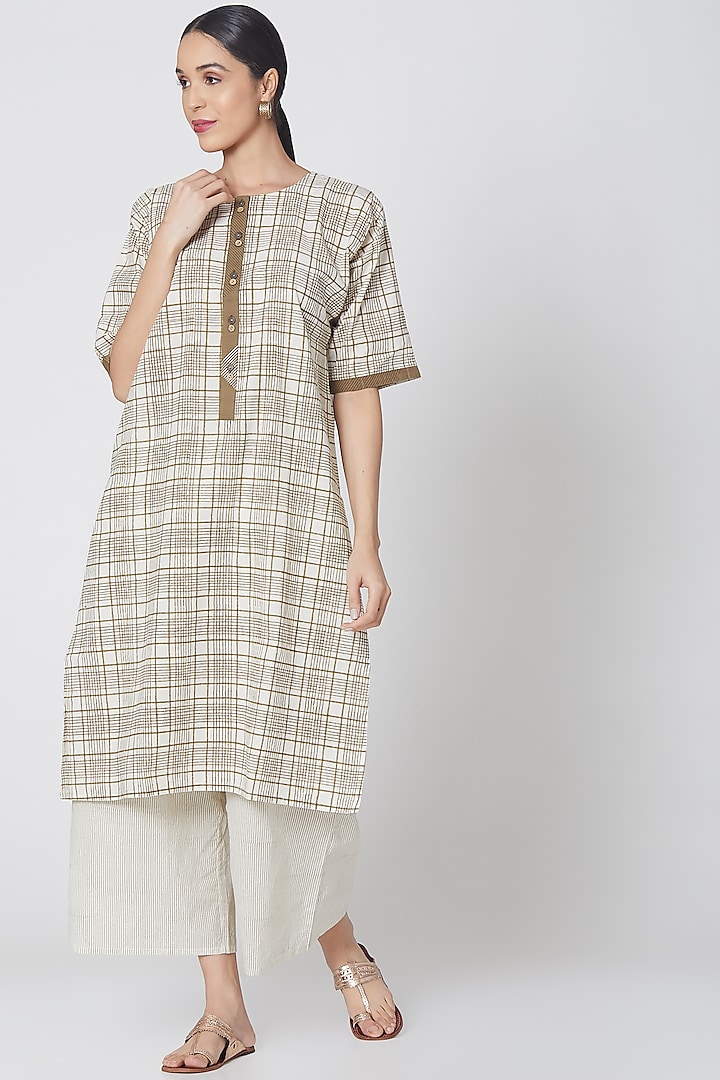 White Hand Block Printed Palazzo Set by BANANA Labs at Pernia's Pop Up Shop