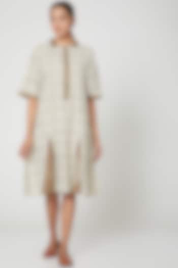 White Hand Block Printed Midi Summer Dress by BANANA Labs at Pernia's Pop Up Shop