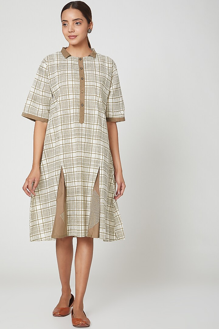 White Hand Block Printed Midi Summer Dress by BANANA Labs at Pernia's Pop Up Shop