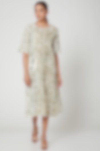 White Cotton Printed Midi Summer Dress by BANANA Labs at Pernia's Pop Up Shop