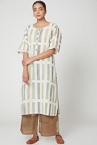 White Printed Kurta Set by BANANA Labs