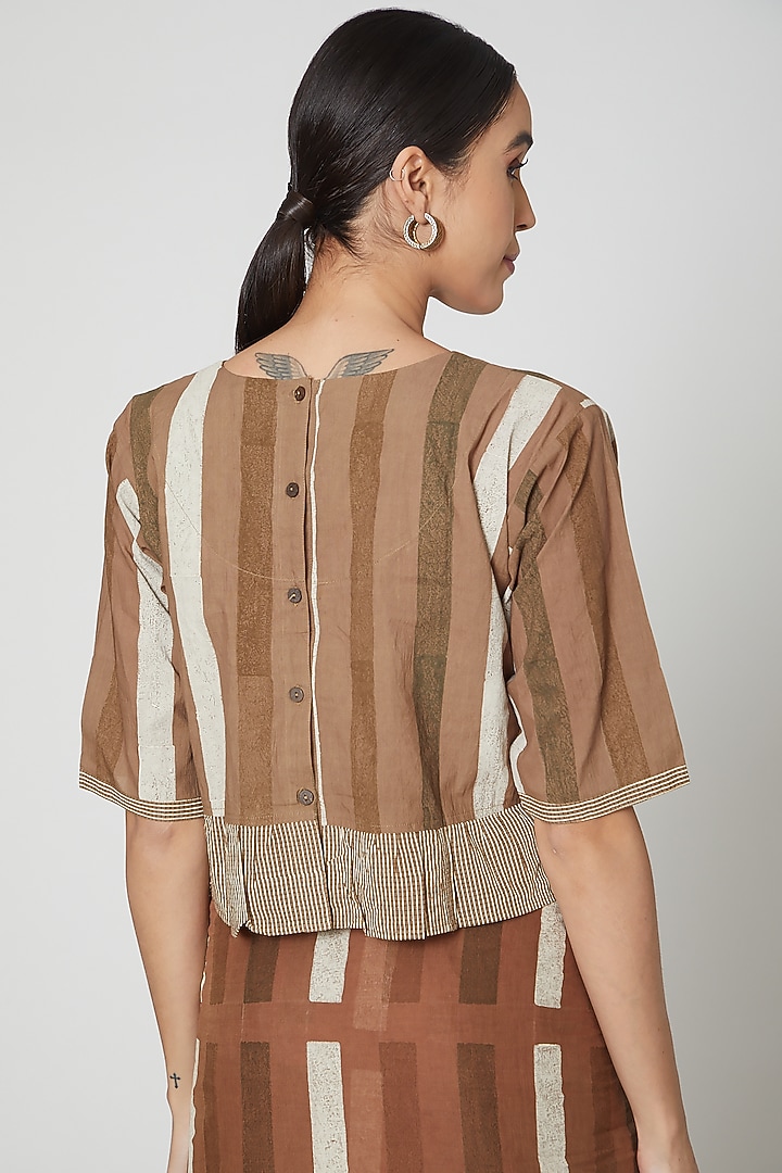 Brown Printed Crop Top by BANANA Labs at Pernia's Pop Up Shop