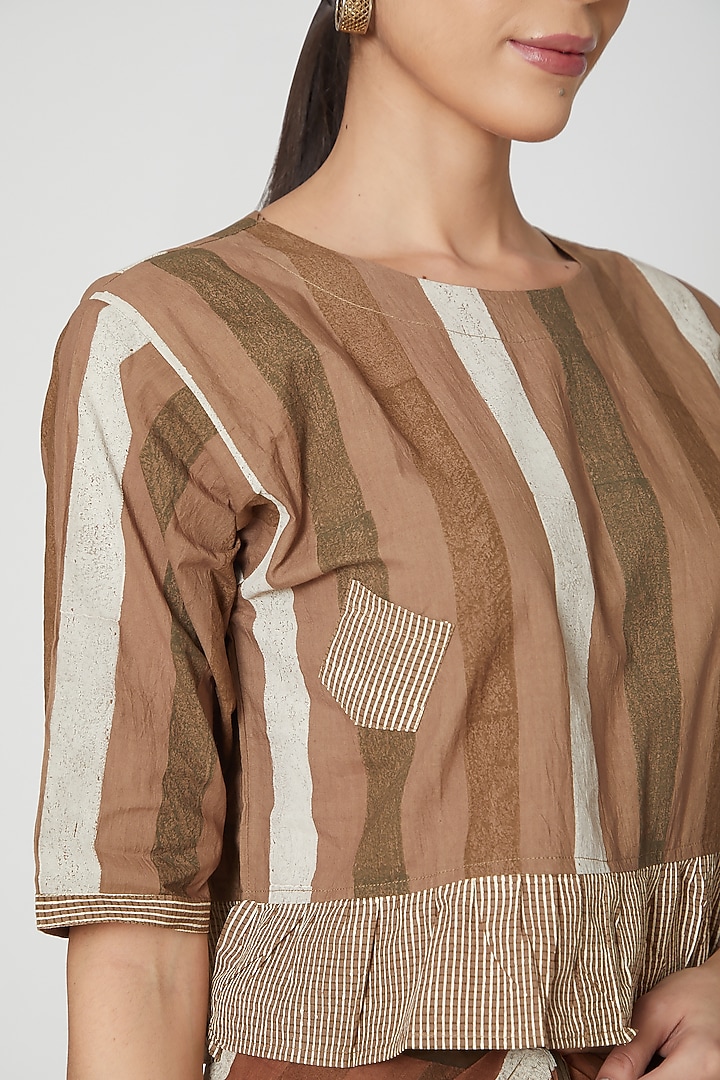 Brown Printed Crop Top by BANANA Labs at Pernia's Pop Up Shop