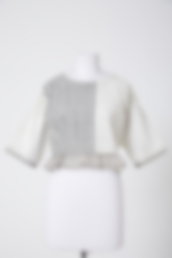 White Printed Crop Top by BANANA Labs at Pernia's Pop Up Shop