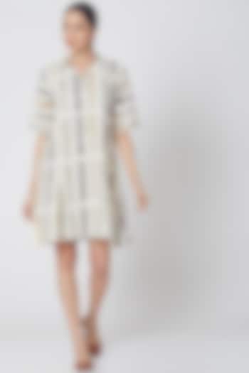 White Hand Block Printed Summer Dress by BANANA Labs at Pernia's Pop Up Shop