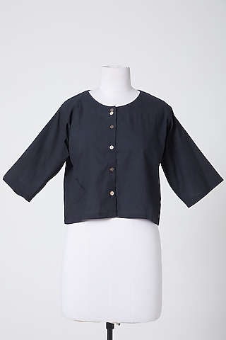 Black Cotton Crop Top by BANANA Labs