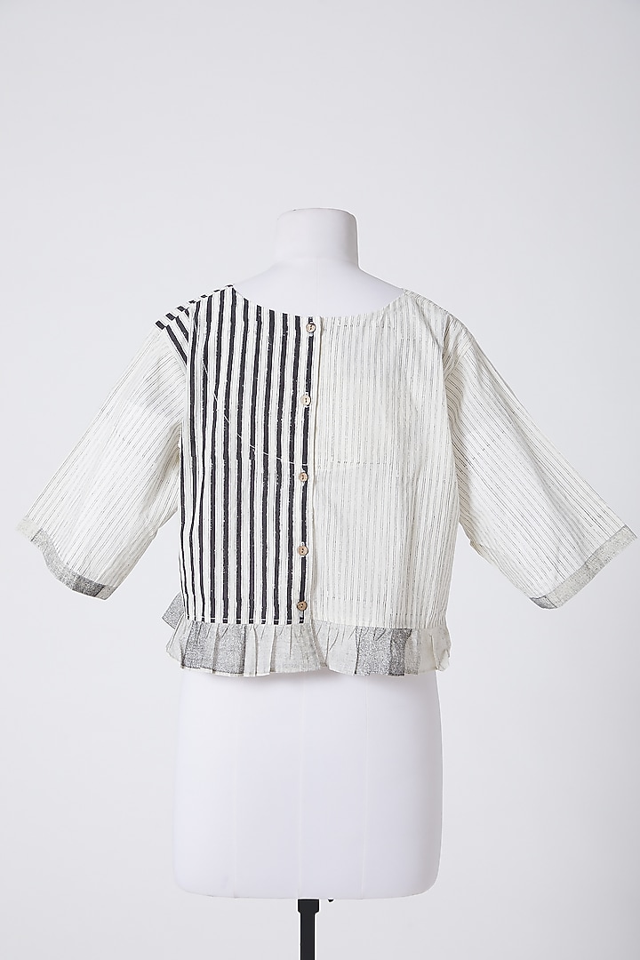 White & Black Printed Crop Top by BANANA Labs at Pernia's Pop Up Shop
