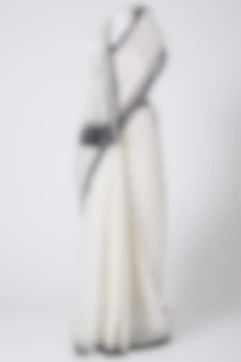 White Printed Saree by BANANA Labs at Pernia's Pop Up Shop