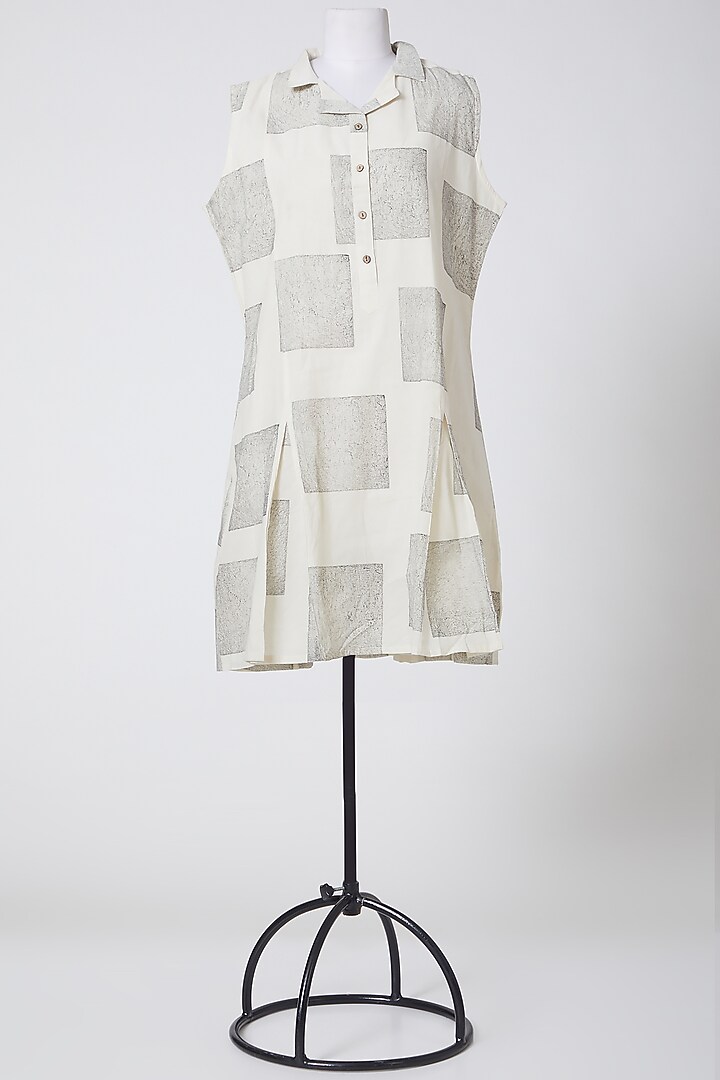 White Printed Cotton Summer Dress by BANANA Labs at Pernia's Pop Up Shop