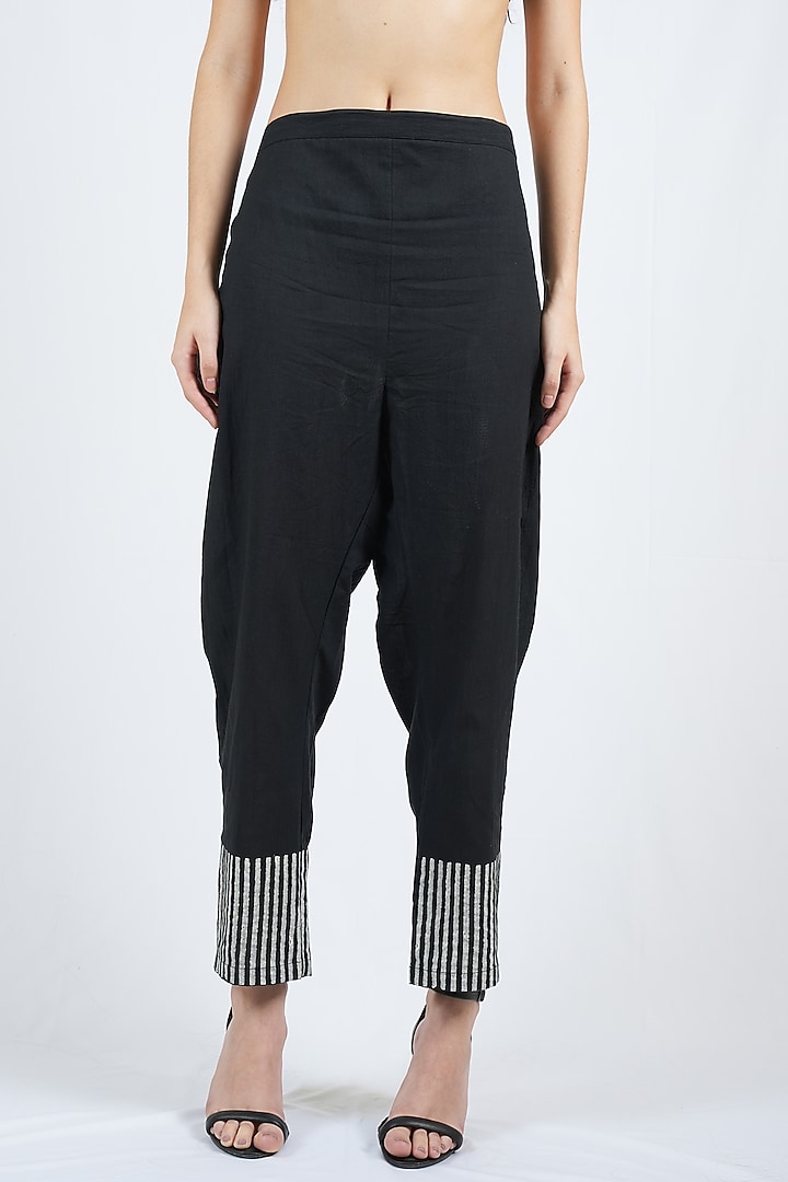 Black Cotton Striped Kurta Set by BANANA Labs at Pernia's Pop Up Shop