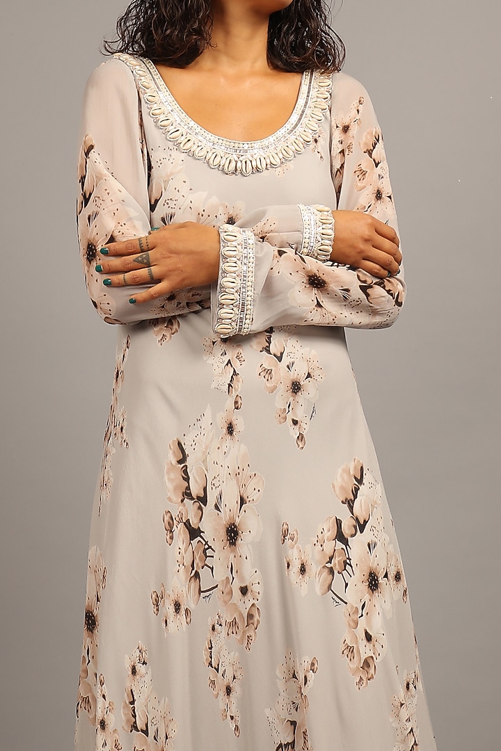 Smoky Grey Georgette Slip Cocktail Dress by Sailex at Pernia's Pop Up Shop