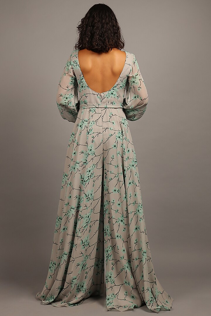 Smoky Grey Georgette Jumpsuit by Sailex at Pernia's Pop Up Shop