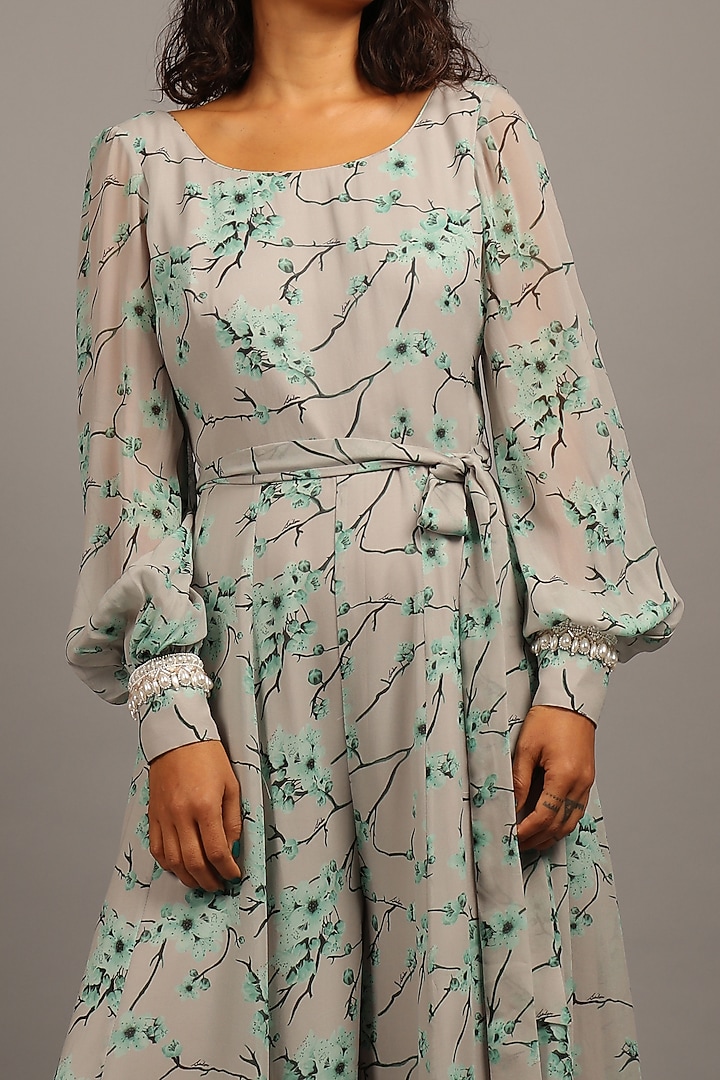 Smoky Grey Georgette Jumpsuit by Sailex at Pernia's Pop Up Shop