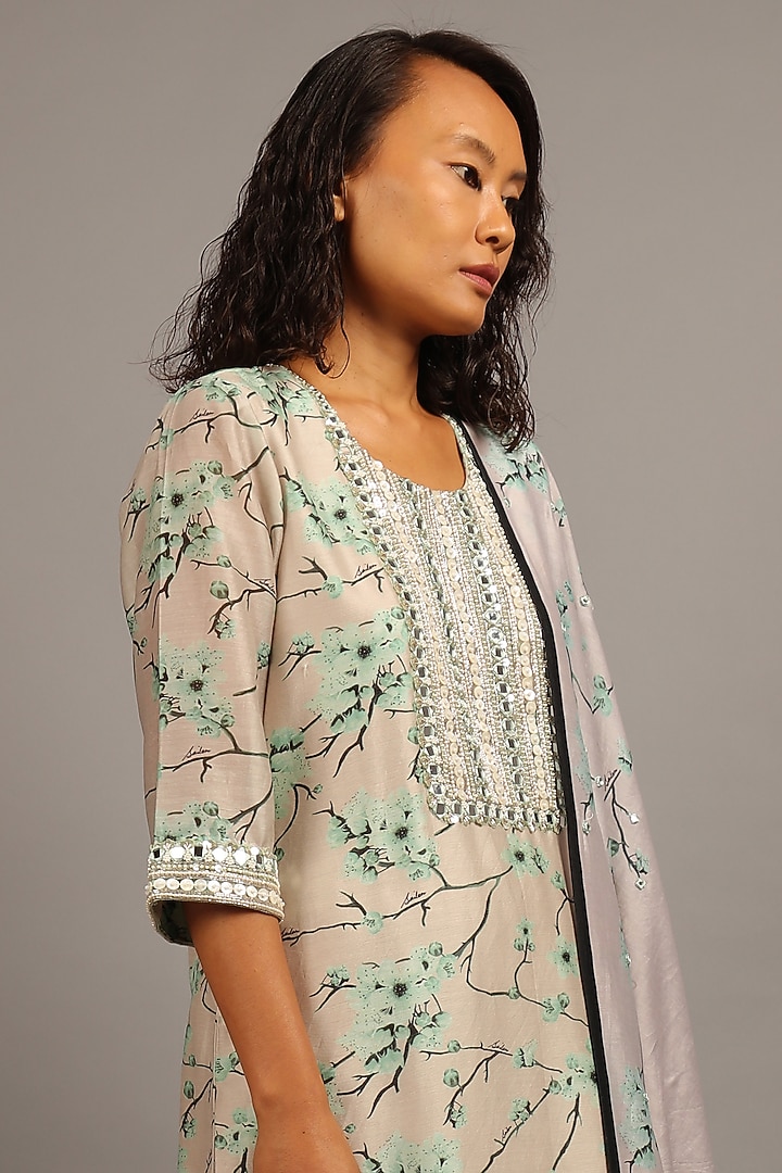 Smoke Grey Embroidered Kurta Set by Sailex at Pernia's Pop Up Shop