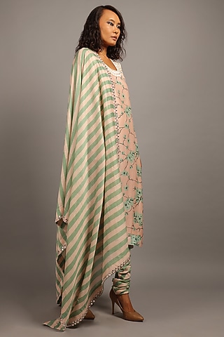 Blush Pink Embroidered Kurta Set by Sailex