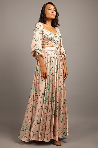 Blush Pink Bamberg Satin Skirt Set by Sailex