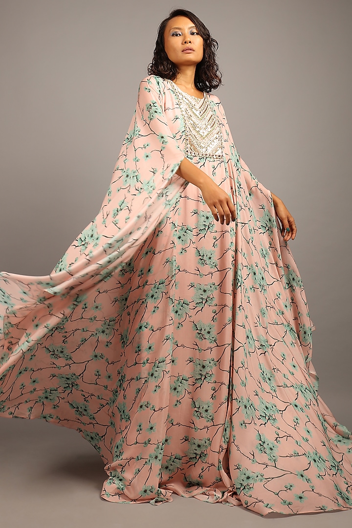 Blush Pink Embroidered Kaftan by Sailex