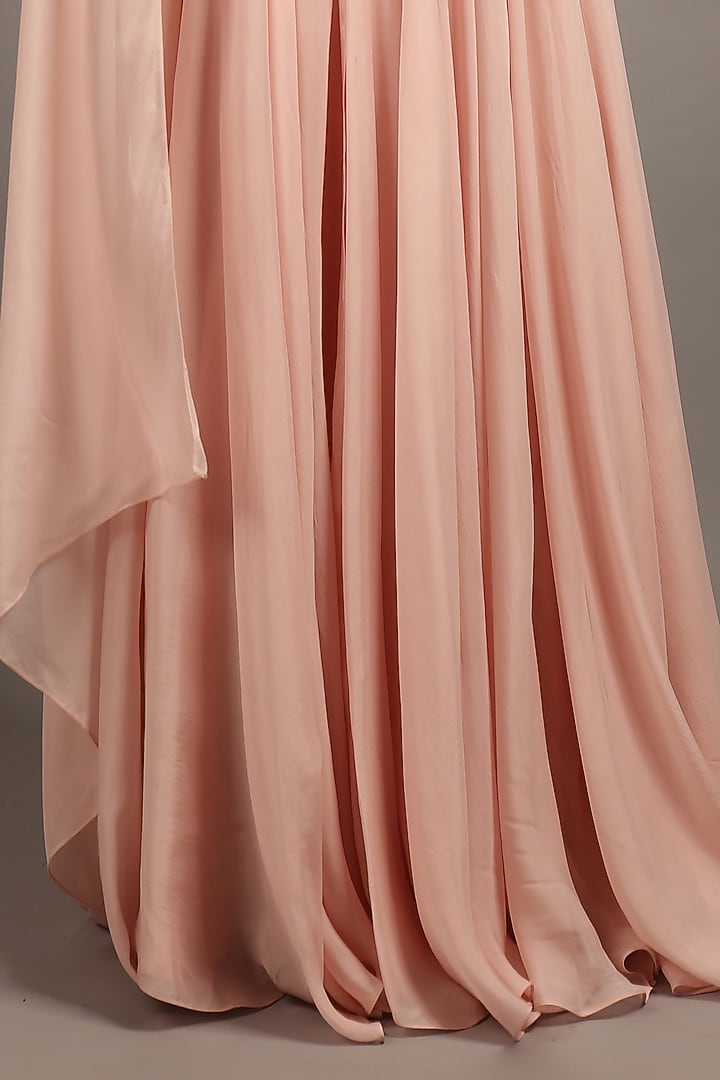 Blush Pink Flat Chiffon Wedding Lehenga Set by Sailex at Pernia's Pop Up Shop