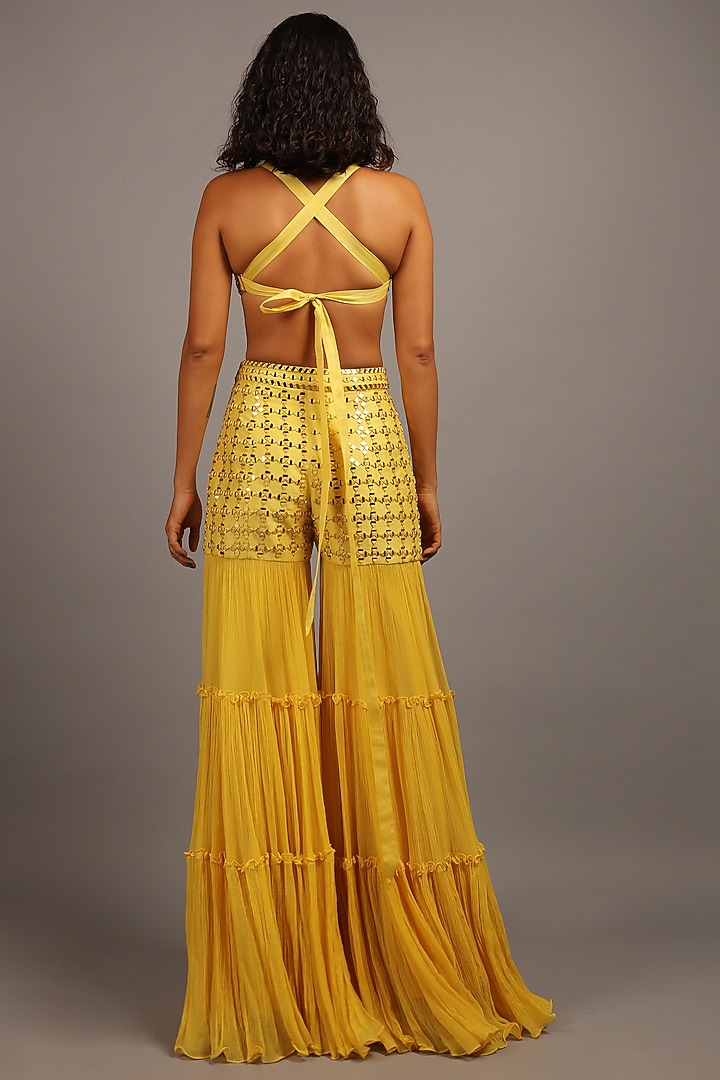 Sunshine Crinkled Chiffon Wedding Sharara Set by Sailex at Pernia's Pop Up Shop