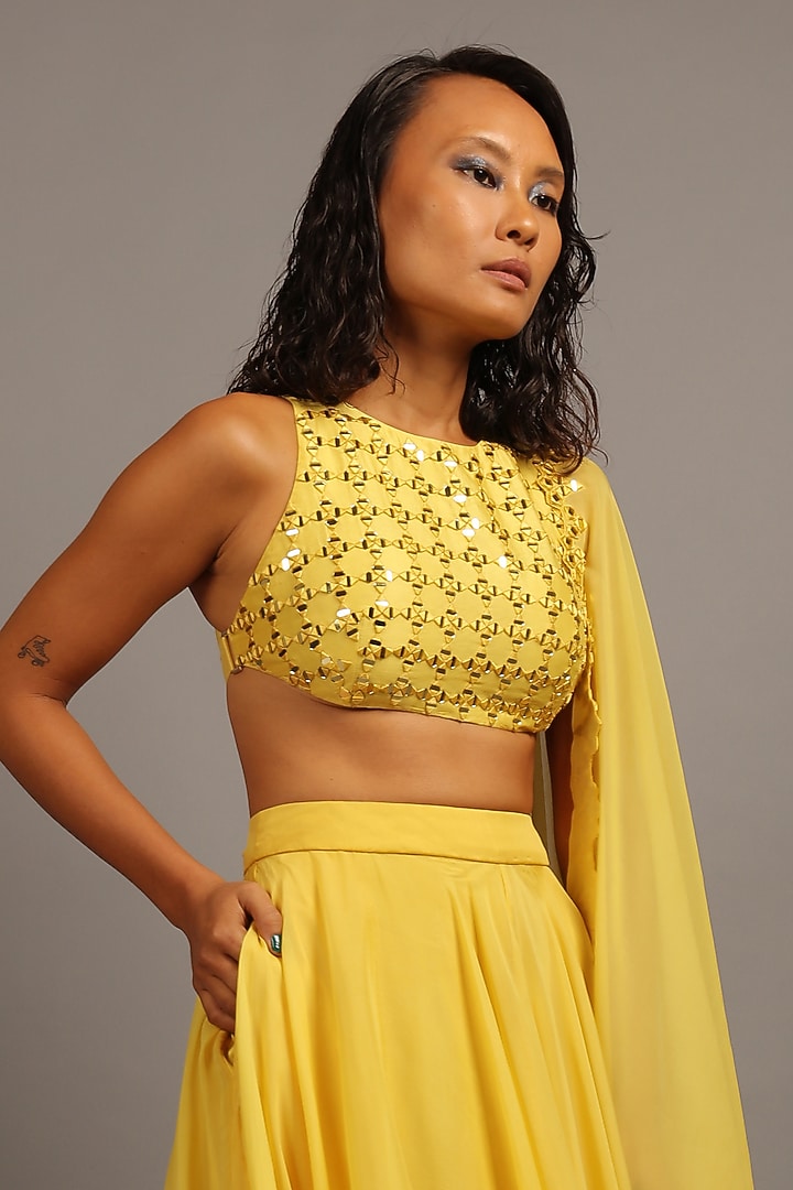 Sunshine Yellow Chanderi Silk Wedding Lehenga Set by Sailex at Pernia's Pop Up Shop