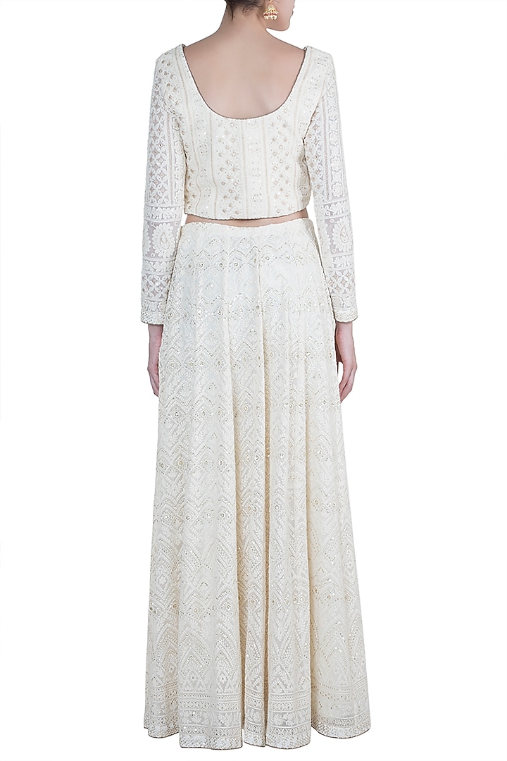 Ivory Lucknowi Wedding Lehenga Set by Sole Affair at Pernia's Pop Up Shop