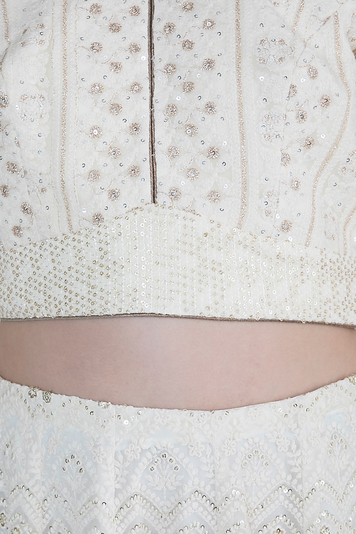Ivory Lucknowi Wedding Lehenga Set by Sole Affair at Pernia's Pop Up Shop