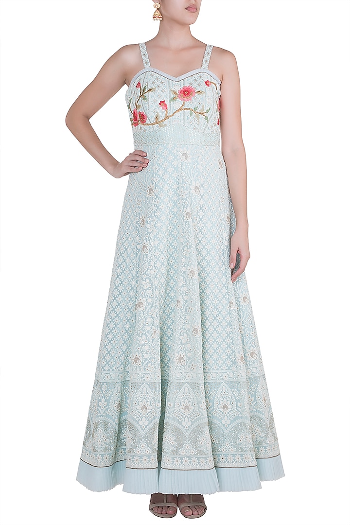 Powder Blue Embroidered Bustier Engagement Gown by Sole Affair at Pernia's Pop Up Shop