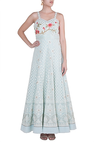 Powder Blue Embroidered Bustier Gown by Sole Affair