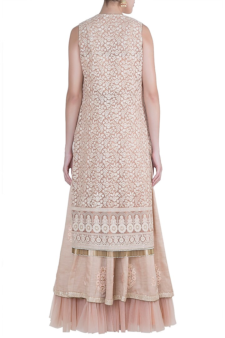 Nude Lucknowi Jacket Wedding Lehenga Set by Sole Affair at Pernia's Pop Up Shop