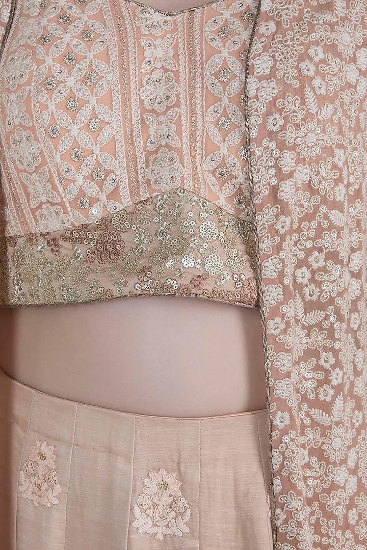 Nude Lucknowi Jacket Wedding Lehenga Set by Sole Affair at Pernia's Pop Up Shop