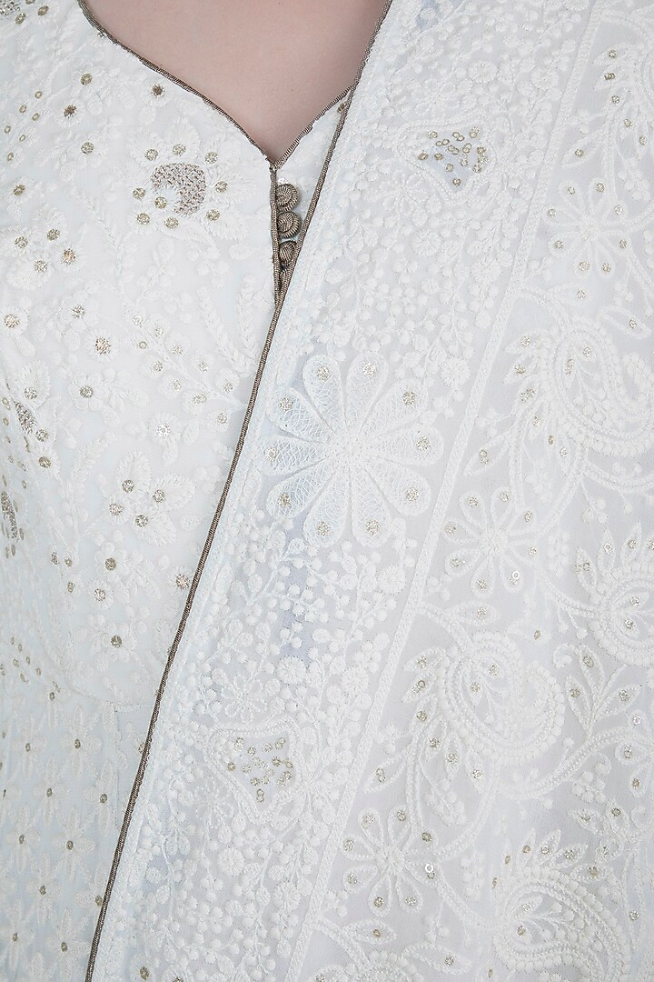 Ivory Lucknowi Wedding Anarkali Gown With Dupatta by Sole Affair at Pernia's Pop Up Shop