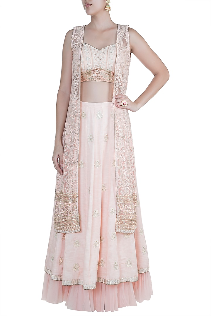 Pink Lucknowi Jacket Wedding Lehenga Set by Sole Affair at Pernia's Pop Up Shop