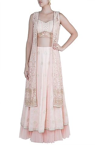 Pink Lucknowi Jacket Lehenga Set by Sole Affair