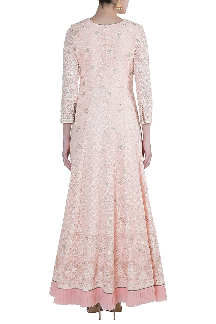 Rose Pink Lucknowi Wedding Anarkali With Dupatta by Sole Affair at Pernia's Pop Up Shop