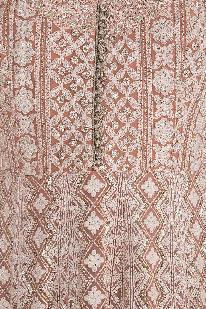 Nude Lucknowi Wedding Anarkali Kurta With Dupatta by Sole Affair at Pernia's Pop Up Shop