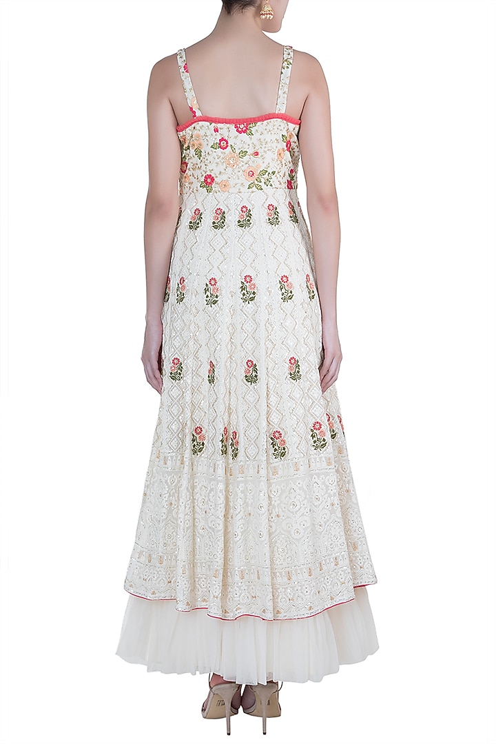 Ivory Anarkali Bustier Engagement Gown With Dupatta by Sole Affair at Pernia's Pop Up Shop