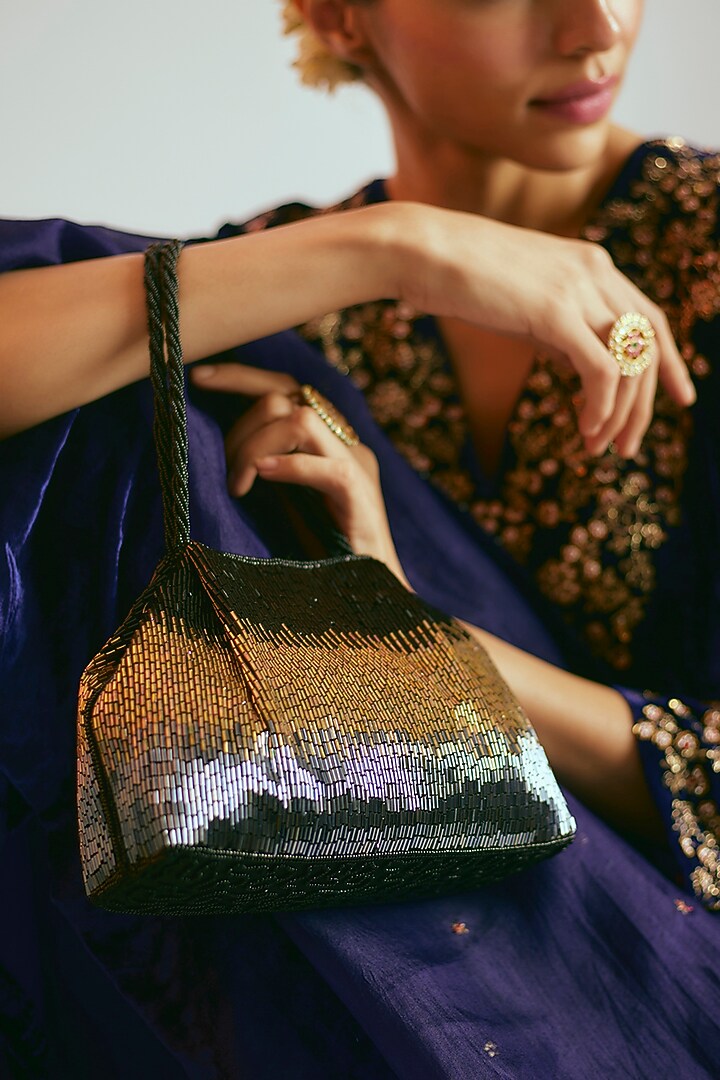 Multi-Colored Satin Beaded Clutch by Sonnet at Pernia's Pop Up Shop