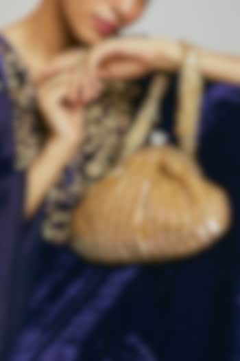 Golden Satin Sequins Clutch by Sonnet at Pernia's Pop Up Shop
