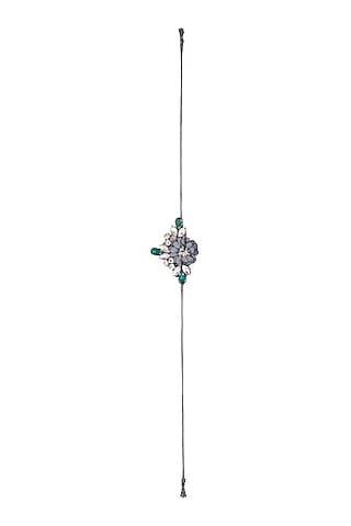 Silver & Black Floral Crystaled Lumba by SONNET