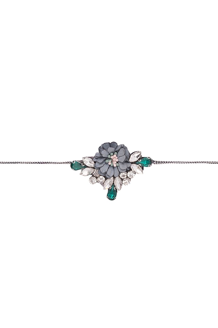 Silver & Black Floral Crystaled Lumba by SONNET at Pernia's Pop Up Shop