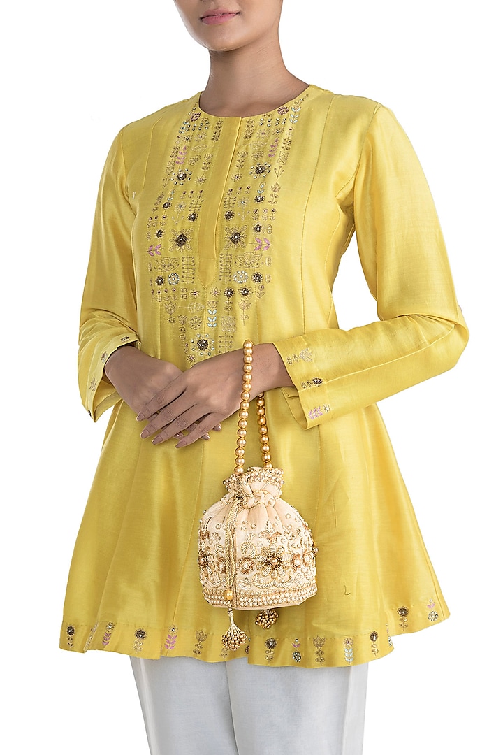 White Embroidered Potli by Sonnet