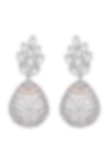Matte Silver Finish American Diamonds Bulb Dangler Earrings by Shillpa Purii at Pernia's Pop Up Shop