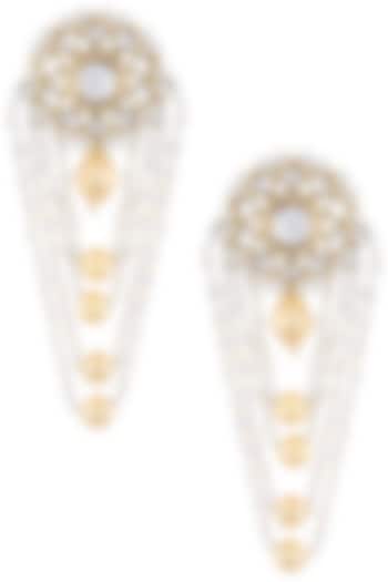 Gold plated multi layered drop earrings by Shillpa Purii
